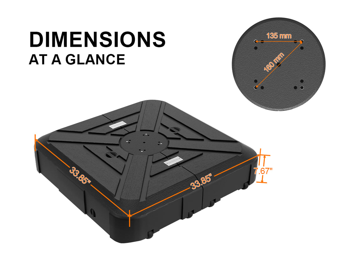 Sunshade Heavy-Duty Rolling Cantilever Umbrella Base with 4 Wheels, Up to 441 lb. Filled Weight