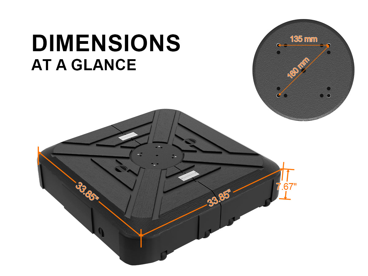 Sunshade Heavy-Duty Rolling Cantilever Umbrella Base with 4 Wheels, Up to 441 lb. Filled Weight