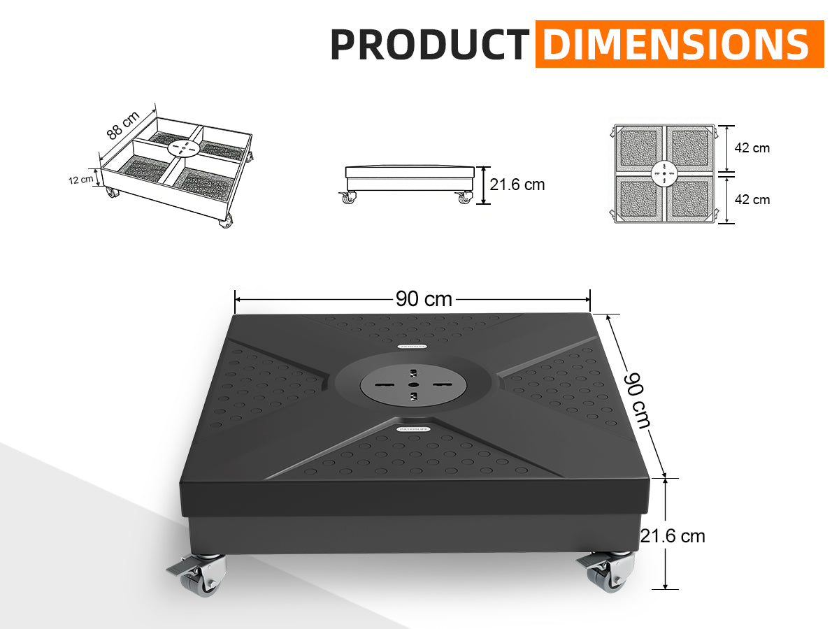 Ssunshade Heavy-Duty Rolling Cantilever Umbrella Base with 4 Locking Wheels, Up to 882 lb. Supported Weight