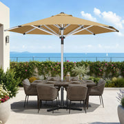 Sunshade Solara 7.5–10 ft. Round Market Patio Umbrella with Reinforced Aluminum Frame, 3-Level Tilt & Optional Solar LED Lights
