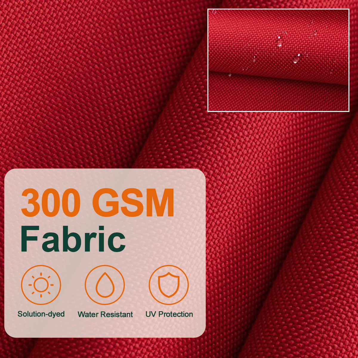 Close-up of burgundy 300 GSM canopy fabric for a round cantilever umbrella - Sunshade