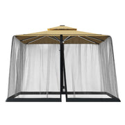 Sunshade Cantilever Patio Umbrella Mosquito Net with Dual Zippers & Refillable Weighted Bottom Tube